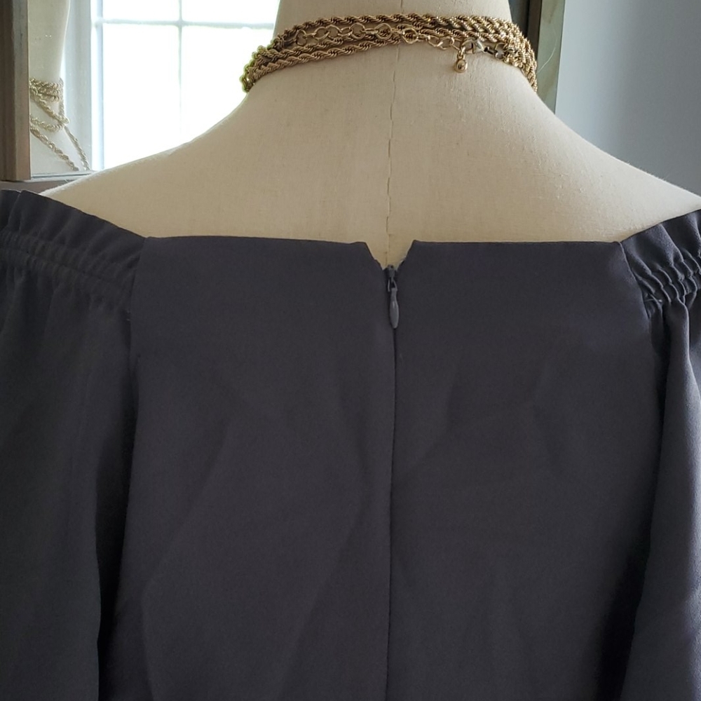 J. Crew Off The Shoulder Fit & Flare Steel Blue - Picture 3 of 5